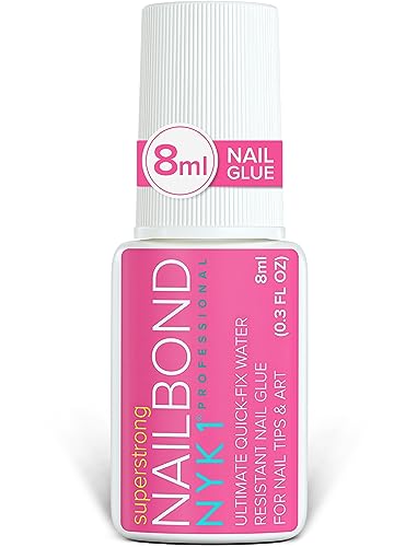 NYK1 NailBond Nagelkleber Für Kunstnägel Extra Stark (8ml) Pinsel On Nagelkleber Für Tips, Press On Nails Und Acrylnägel Nagel Kleber - Nagelkleber Für Eingerissene Nägel Anti-Pilz Nail Glue