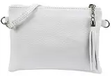 SH Leder Echtleder Umhängetasche Clutch kleine Tasche Abendtasche 22x15cm Anny G248 (Weiss)