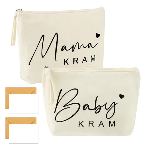 2 Stück Premium-Geschenkset für Schwangere & Babyparty – Kosmetiktasche mit Herzlichen Glückwünsche-Karte, Geschenkumschlag & Organizer für Mama, für werdende Mütter zur Geburtsvorbereitung