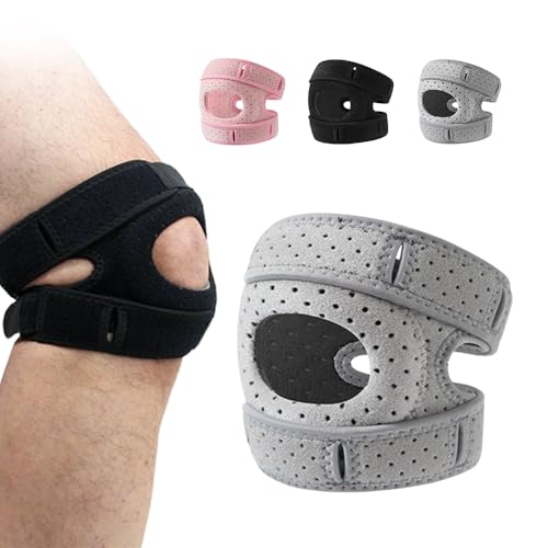 Knee Pain Relief Brace, 2025 Neue Kniebandage zur Belastungsreduktion, Verstellbare Knieunterstützung, Atmungsaktive Knie Schiene, Stabilisierende Kniehilfe (Grau, Erwachsenengröße L)
