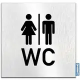 Türschilder24 Aluminium Dibond Schild - Türschild • 120 x 120 x 3 mm • Toilette - WC Pikto Toiletten • 100% Made in Germany (WC + Piktogramm)