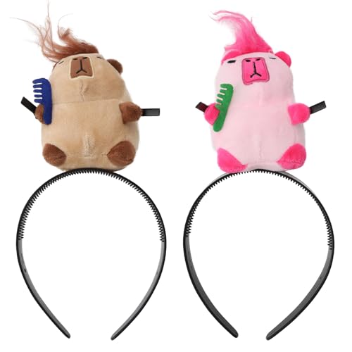 TNSLAND 2 stück Capybara Haarreifen Damen, Niedliches Capybara Haarband Kosmetik, Cartoon Tier Haarband, Haarreif Kosmetik Haarband Herren für Kinder Kopfschmuck Sich Schminken Bühnenauftritte