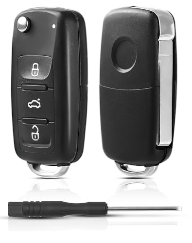 2 Stück Auto Schlüsselgehäuse kompatibel mit Volkswagen VW UP Golf MK6 Polo Tiguan Touareg Passat Seat Skoda Autoschlüssel 3-Tasten Messertyp Funkschlüssel Schlüssel Gehäuse Ersatzschlüssel