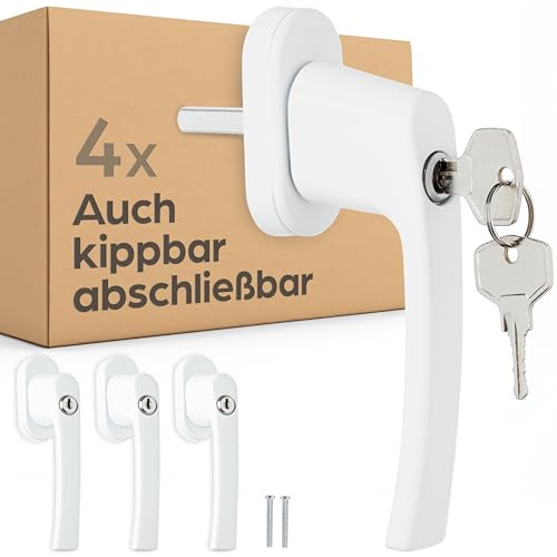 Prowiste 4 Abschließbare Fenstergriffe Weiß - ???????????? - Einfache Montage - Mit 8 universalen Schlüsseln - Zuverlässiger Schutz
