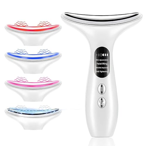 Gesichtsmassagegerät, Face Massager, 4 Modi Massagegerät Gesicht, 4 in 1 Gerät Gesicht, Hals Face Lifting Gerä, EMS Gesichtsmassagegerät Gegen Falten, Für Anti-Aging und Straffung Schlaffe Haut