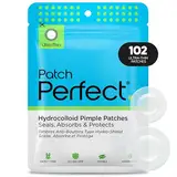 PATCH PERFECT® Pickel Patch (102 Stück) Unsichtbare Hydrokolloid Pimple Patches, Absorbierendes Anti-Akne Pflaster, Hautpflege Cosmetics Behandlung - 2 Größen für Gesicht