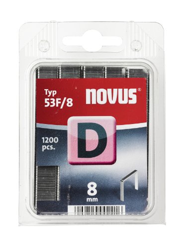 Novus Flachdrahtklammern 8 mm, 1200 Tacker-Klammern vom Typ 53 F/8, zur Befestigung von Folien, Etiketten, Papier, Pappe