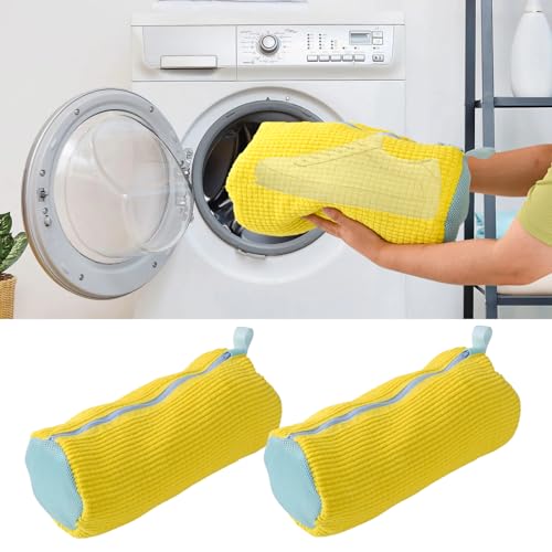 YAOZUP Wäsche Schuhbeutel, 2 PCS Schuhwaschbeutel Waschmaschine, Schuhe Waschen Beutel, Sneaker Wäschebeutel mit Reißverschluss, Schuhe waschbeutel, Schuhwaschbeutel,Schuhsack Sneaker (Gelb)