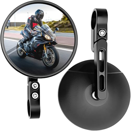 2 Stück Motorrad Spiegel E24 Geprüft für Lenkerdurchmesser von 22-25mm- Verstellbare Montage, 360° Drehung und 146° Neigungswinkel um den besten Blickwinkel zu erhalten sicheres Fahren