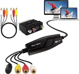 Videoaufnahmekarte, USB 2.0 Video Capture Card, RCA zu USB Video konverter Grabber, Konvertiert VHS VCR Hi8 Mini DV zu Digital für PC TV Tape Player Camcorder, Kompatibel mit Mac OS X oder Windows