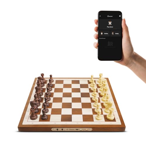 Chessnut Air Electronic Chess Set, A magnificently Handcrafted Wooden Chess Board with Extra Queens,LEDs, AI Adaptive Electronic Chess Set Game and App with Computer Chess Board