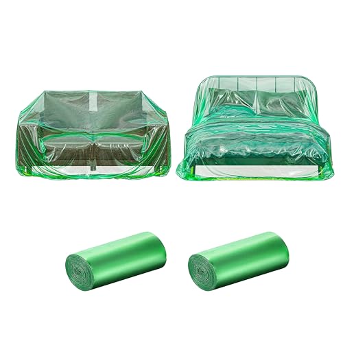 Skywin Möbelbezüge für Umzüge, 2 Stück, 101 x 75 x 50 cm, große Sofa-Aufbewahrungstasche, Kunststoff-Couchbezug, Staubschutz für Möbelabdeckung, transparente Möbelverpackung für Umzug und Schutz