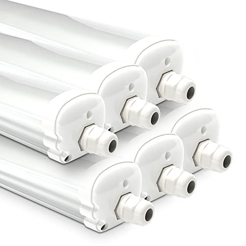 HOFTRONIC - 6er Pack LED Feuchtraumleuchte 120cm IP65-36W 4320 Lumen - 4000K Neutralweiß - Verknüpfbar - Kellerleuchte, Nassraumleuchte - Feuchtraum Wannenleuchte