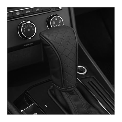 JNNJ Modische Leder-Schaltknauf-Abdeckung, Auto Schaltknauf Schutz Anti-Rutsch Schalthebel Abdeckungen, Universal Auto Schalthebelabdeckung Mit Klettverschluss, Autozubehör Set Schutzhülle(Schwarz)