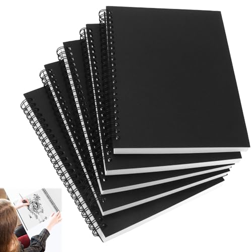 ADERTOS 5 Stück Skizzenbuch A5 Blanko Skizzenblock mit Spiralbindung 50 Blatt/100 Seiten Zeichenblock 100g/m² Skizzenheft Sketchbook Spiralbindung Weißem Papier Skizzenbuch Ringbuch zum Skizzieren