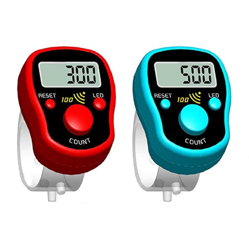 BSTCAR 2 Stück Fingerzähler, Digitale Elektronische LED-Fingerzähler, für Muslimisches Gebet, Docks, Islamische Geschenke, Busbahnhöfe Und Schule, Zufällige Farbe