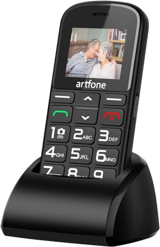 artfone 182 Seniorenhandy mit großen Tasten Handy | GSM Doppel -SIM -Karten -Handy mit Notfalltasten |Großer Leinwand 1.77 -inch Mobiltelefon |1400 mah Akku super Langer Standby -Zeit