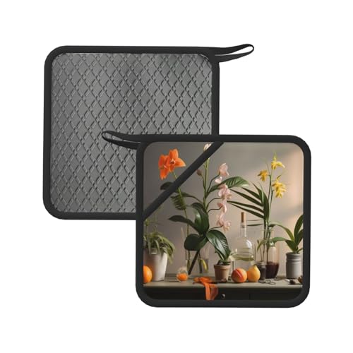 florid gemusterte Silikon-Anti-Verbrühungsmatte, 18 cm, quadratisch, Küchen-Isoliermatte, Hochtemperatur-Topfmatte