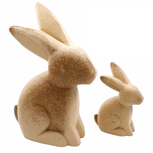 2 Stück - Hasen Groß und Klein, Deko-Aufsteller Osterhase, Holzhasen Deko, Holz Osterhase Osterdeko, Robuster Aufsteller Hase Holz, Kaninchen Statue