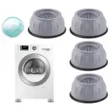 4 Anti-Vibrations-Füße und 1 Borstenfangball für Waschmaschinen – Verbesserte Stabilität, Schutz vor Vibrationen und Kratzern, Universaleinsetzbarkeit, Rutschfester Gummi, Geeignet für Haushaltsgeräte