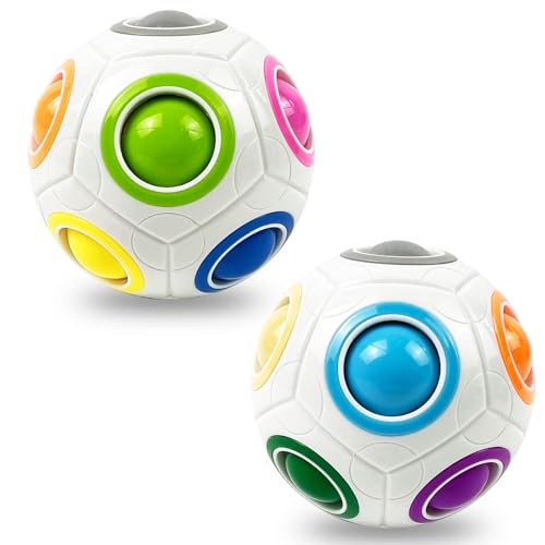 EACHHAHA 2 Stück Regenbogenball Set,Magic Rainbow Ball,Zauberball 3D Puzzle Ball Spielzeug für Kinder,Autismus Spielzeug Pädagogische Spielzeug geschicklichkeitsspiele（Weiß+Weiß）