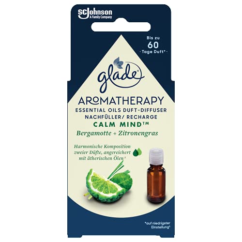 Glade Aromatherapy Essential Oils Duft-Diffuser Nachfüller, Calm Mind, Bergamotte + Zitronengras Aroma Diffuser, 17.4ml