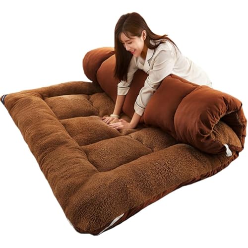 Hhllyujff Japanische Tatami-Matratze, Bodenmatratze Futon-Matratzen Weiche Faltbare Tragbare Matratze, Doppelte Einzelne Japanische Futons, Japanische Tatami-Rollmatte Faltbar(Brown,90 * 200cm)