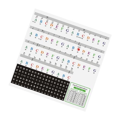 ERINGOGO 1Blatt Klavieraufkleber für Anfänger Abnehmbare Klaviertastatur Etiketten für Tasten Wiederverwendbare Notenaufkleber für Klavier und Elektronische Orgel Einfach
