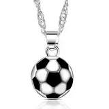 Ozmw Fußball Halskette, Edelstahl Fußball Charm Halskette, Kinder Unisex Schmuck mit Kette Fußball Anhänger Halskette