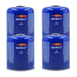 Gas Bullet ® Schraubkartusche 450g passend für Gaskocher, Gasgrills (speziell für Weber) und alle Geräte mit 7/16“ Gewinde | Ideal für Camping/Outdoor/Notfälle (4 Kartuschen)