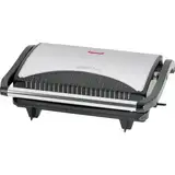 Clatronic MG 3519 Multigrill für beidseitiges, fettfreies Grillen, antihaftbeschichtete Grillplatten, Edelstahlgehäuse, schwarz