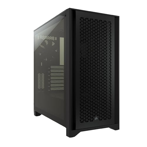 CORSAIR 4000D AIRFLOW Gehärtetes Glas Mid–Tower ATX–Gehäuse – Hohe Luftzirkulation – miditower management–System – Geräumiges Interieur – Zwei Mitgelieferte 120–mm–Lüfter – Schwarz