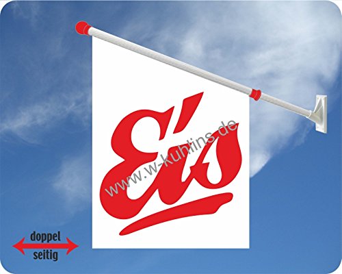 Werbeflagge, Werbefahne, Eisflagge, Eisfahne - Eis, Softeis - Ideal für Eiscafé, Restaurant oder Kirmes, versch. Varianten, weiß (Eis roter Text)