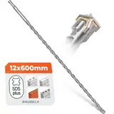 BAUBECK SDS Plus Bohrer 12mm x 600mm Lang für Beton & Stein - Premium 40CR Stahl, Langlebig - 4 Schneiden Steinbohrer für Beste Ergebnisse - Betonbohrer SDS