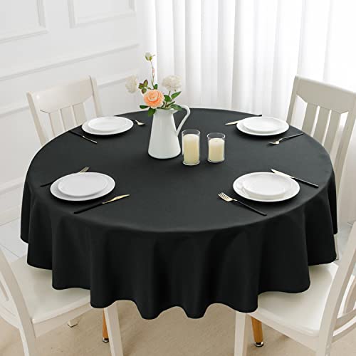 Romanstile Tischdecke rund schwarz 200 cm abwaschbar Tischtuch für Familienessen,Feier oder Dinnerpartys,Hochzeiten,Gartenpartys,Konferenzen und Tagungen,Buffets,Cafe,Hotel,Restaurant,Weihnachten