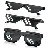 O-Kinee Pixel Mosaik Brille 3 Pack ，MLG Brille Pixelbrille Sonnenbrille Pixel Brille Lustig Spielzeug Mosaik Sunglasses Ideal für Partys und Verkleidungen (3 Pack)