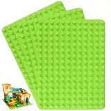 AHEJIOO 3 Stück Große Bauplatte Kompatibel Mit Duplo Platten(25.5 X 19 cm), Grün Classic Bauplatte Basic Platten, Für Duplo Steine, Konstruktionsspielzeug Für Kleinkinder, Mädchen Und Jungen