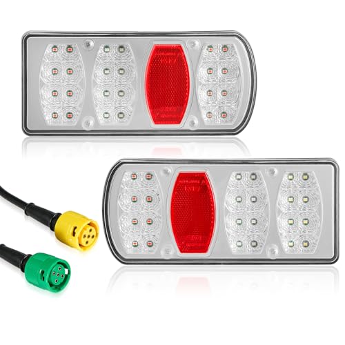 SPARKMOTO LED Rückleuchten Set Für Anhänger - 2 Stück Mit 5 Polig Bajonett Stecker, 12V 24V Universal LKW PKW Beleuchtung, Wasserdicht
