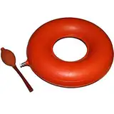 Sitzring Gummi aufblasbar- 40 cm Durchmesser - rot - mit Luftpumpe - Sitzkissen gegen Beschwerden bei Dekubitus, Hämorrhoiden, Rückenschmerzen und zur Steißbein Entlastung