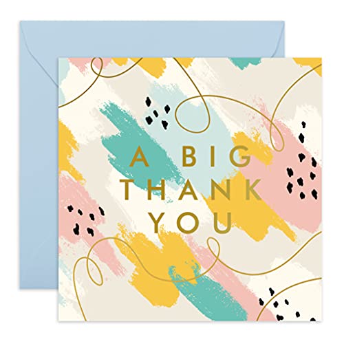 Central 23 - Einzelne Dankeskarte – leere Karten – „A Big Thank You“ – bunte Karte – alle Anlässe – Hochzeits-Dankeskarten – Blanko-Karten und Umschläge.