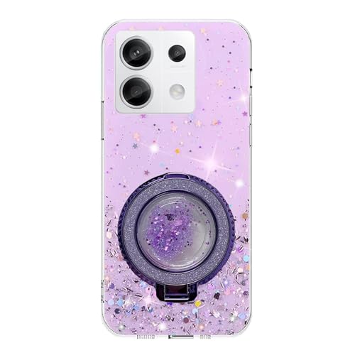 Miagon Treibsand Ständer Hülle Glitzer für Xiaomi Redmi Note 13 Pro 5G,Cute Dünn Crystal Schutzhülle Weiches Bling Transparent Case Bumper mit Flüssig Halter Kickständer