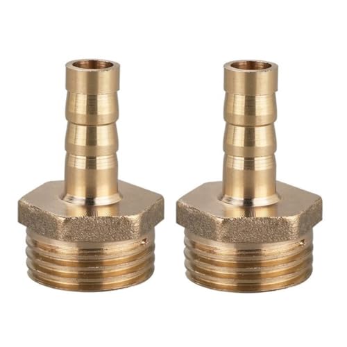 MiJunHD 2 STK. Messing Reduzierstück | 8mm Schlauch Barb Tail auf G1/2≈20mm BSP Außen Gewinde | Rohrgewinde Reduzierverbinder für Verbindung & Umwandlung Rohr