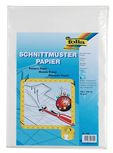 Schnittmusterpapier - 100 x 150 cm, 5 Bogen, transparent