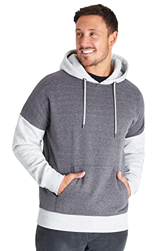 CityComfort Hoodie Herren Kapuzenpullover, Zweifarbige Pullover Herren Hoodies (Grau, XL)