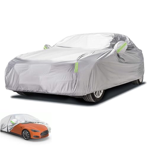 Autogadget® Autoabdeckung Auto & Autoschutzhülle PKW Abdeckplane - Car Cover - Autoplane Silber - wasserdichte Plane - für alle Arten von PKW/KFZ Abdeckplane