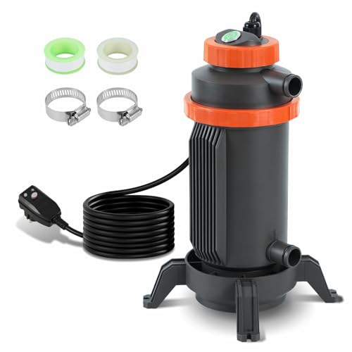 Ansobea Poolheizung Elektrisch, Ø 29 x 42 cm Poolheizung,Pool Heizung Elektrisch für Meisten Kleinen Pools,Leckageschutz, Kippschutz, Flammhemmend,Schnittstelle 32-38 mm,Heizung bis zu 45°
