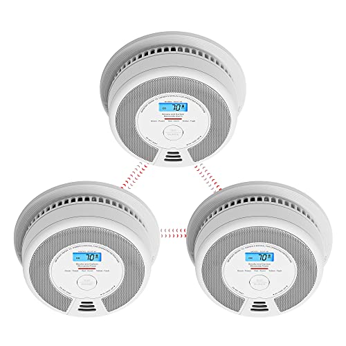 X-Sense Vernetzbarer kombinierter Rauch- und Kohlenmonoxid-Melder mit LCD Anzeige & 10 Jahres Batterie, SC07-W, 3er Set