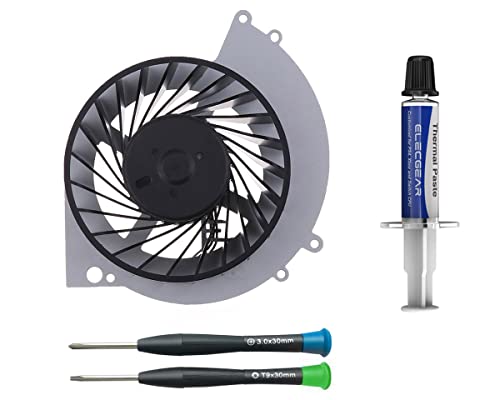 ElecGear Replacement CPU Lüfter für PS4 CUH-1xxx – Intern Reparatur Ersatzkühler Ventilator Kühler Cooling Fan, Thermo Paste, TR9 Torx Security, Ph#1 Driver Set für Playstation 4