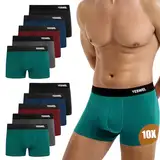 YESWEL Unterhosen Herren 10er Pack, Ohne Kratzenden Zettel Boxershorts Unterwäsche, Baumwolle Retroshorts für Männer (Mehrfarbig 01, L)