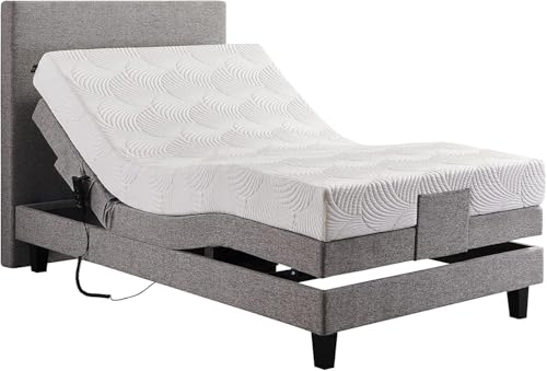 DE RUCCI Motorbett, Boxspringbett mit elektrischer Verstellung, 7-Zonen Matratze, Modell 209E Riva Bestes Preis-Leistungs-Verhältnis, Zwei Jahre Garantie auf den Bettmotor (Grau, 140 x 200 cm)